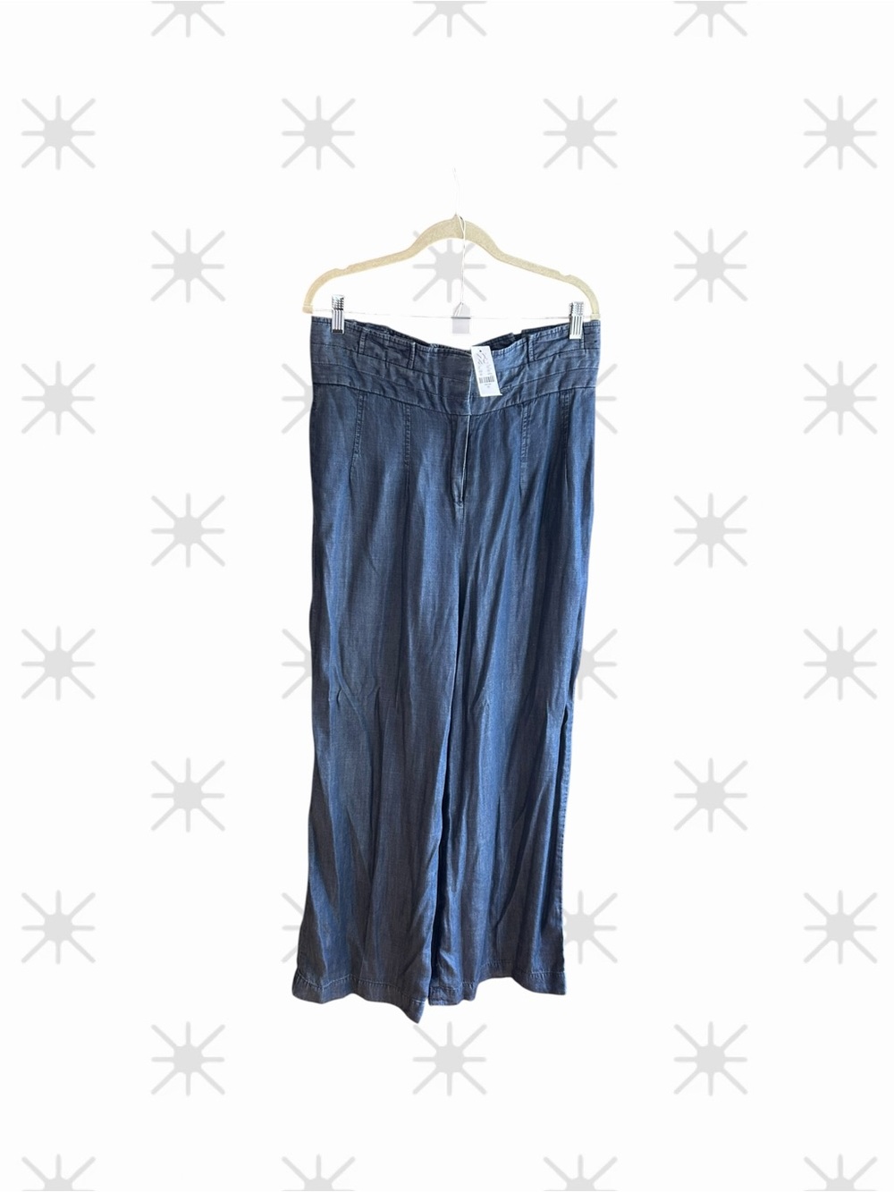NWT 7th Avenue Design Studio New York & Company chambray wide leg pants Sz 12